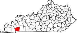 Karte von Trigg County innerhalb von Kentucky