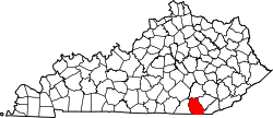Karte von Whitley County innerhalb von Kentucky