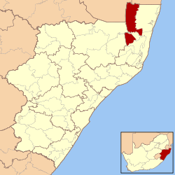 Map of KwaZulu-Natal with Jozini highlighted (2006).svg