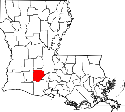 Karte von Acadia Parish innerhalb von Louisiana