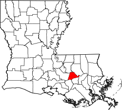 Karte von Ascension Parish innerhalb von Louisiana