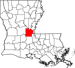 Karte von Avoyelles Parish innerhalb von Louisiana