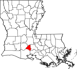 Karte von Lafayette Parish innerhalb von Louisiana