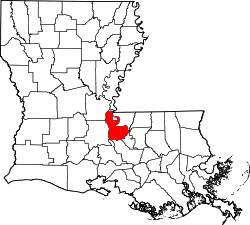 Karte von Pointe Coupee Parish innerhalb von Louisiana