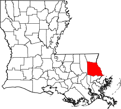 Karte von Saint Tammany Parish innerhalb von Louisiana
