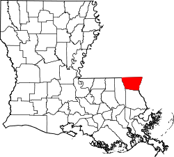 Karte von Washington Parish innerhalb von Louisiana