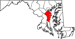 Karte von Anne Arundel County innerhalb von Maryland