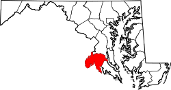 Karte von Charles County innerhalb von Maryland