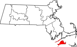 Karte von Dukes County innerhalb von Massachusetts