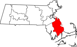 Karte von Plymouth County innerhalb von Massachusetts