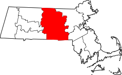 Karte von Worcester County innerhalb von Massachusetts