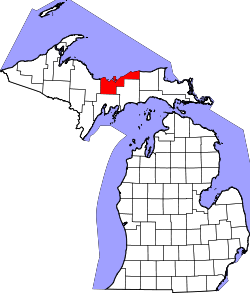 Karte von Alger County innerhalb von Michigan