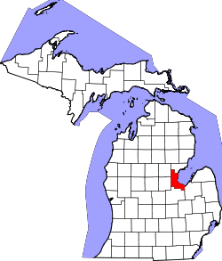 Karte von Bay County innerhalb von Michigan