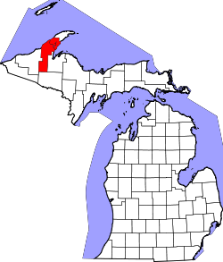 Karte von Houghton County innerhalb von Michigan