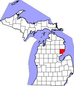Karte von Iosco County innerhalb von Michigan