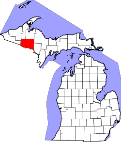 Karte von Iron County innerhalb von Michigan