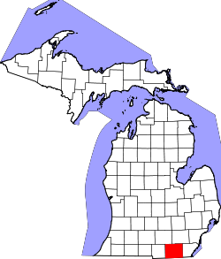 Karte von Lenawee County innerhalb von Michigan