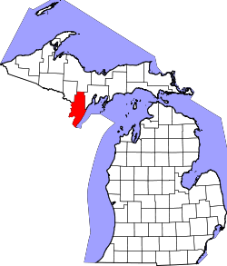 Karte von Menominee County innerhalb von Michigan