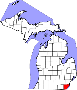 Karte von Monroe County innerhalb von Michigan