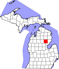 Karte von Ogemaw County innerhalb von Michigan