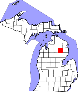 Karte von Oscoda County innerhalb von Michigan