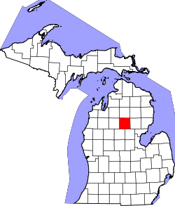 Karte von Roscommon County innerhalb von Michigan