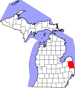 Karte von Sanilac County innerhalb von Michigan