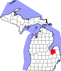 Karte von Tuscola County innerhalb von Michigan