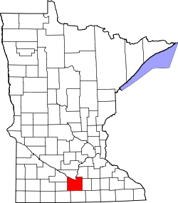 Karte von Blue Earth County innerhalb von Minnesota