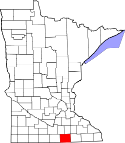 Karte von Freeborn County innerhalb von Minnesota