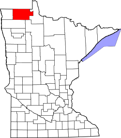 Karte von Roseau County innerhalb von Minnesota