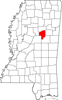 Karte von Choctaw County innerhalb von Mississippi