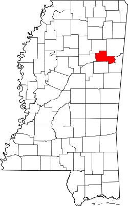 Karte von Clay County innerhalb von Mississippi
