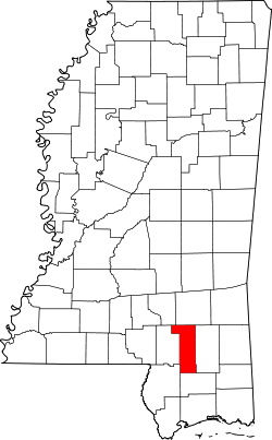 Karte von Forrest County innerhalb von Mississippi