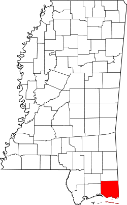 Karte von Jackson County innerhalb von Mississippi