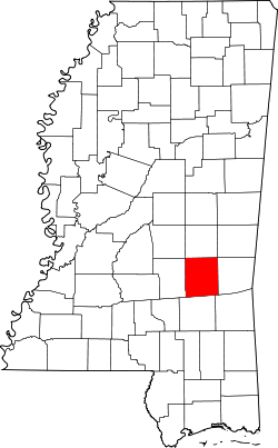 Karte von Jasper County innerhalb von Mississippi