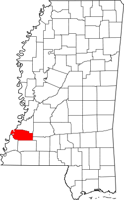Karte von Jefferson County innerhalb von Mississippi