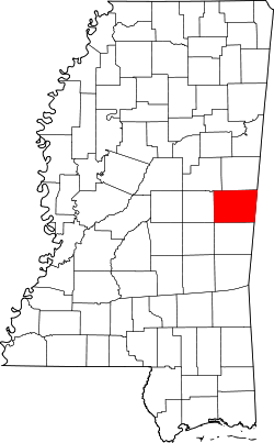 Karte von Kemper County innerhalb von Mississippi