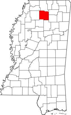 Karte von Lafayette County innerhalb von Mississippi