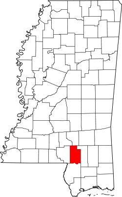 Karte von Lamar County innerhalb von Mississippi