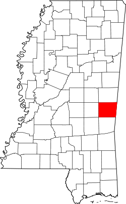 Karte von Lauderdale County innerhalb von Mississippi