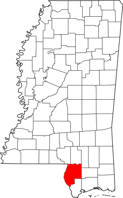 Karte von Pearl River County innerhalb von Mississippi