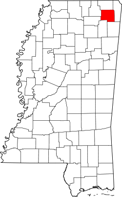 Karte von Prentiss County innerhalb von Mississippi