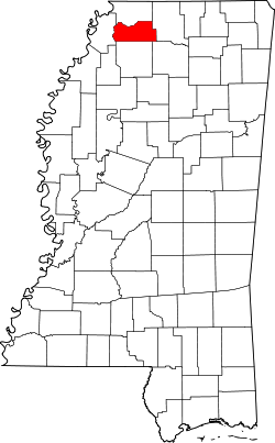 Karte von Tate County innerhalb von Mississippi