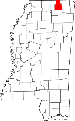 Karte von Tippah County innerhalb von Mississippi