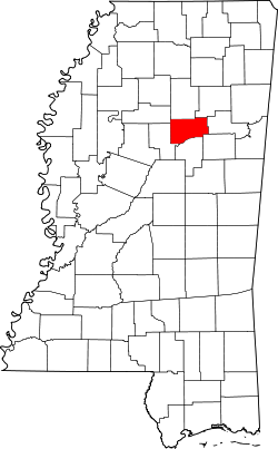 Karte von Webster County innerhalb von Mississippi