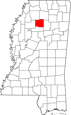 Karte von Yalobusha County innerhalb von Mississippi