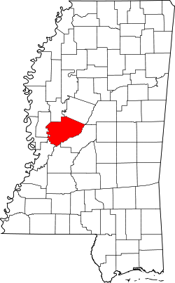 Karte von Yazoo County innerhalb von Mississippi