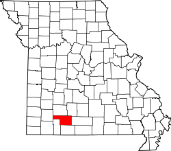 Karte von Christian County innerhalb von Missouri
