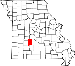 Karte von Dallas County innerhalb von Missouri